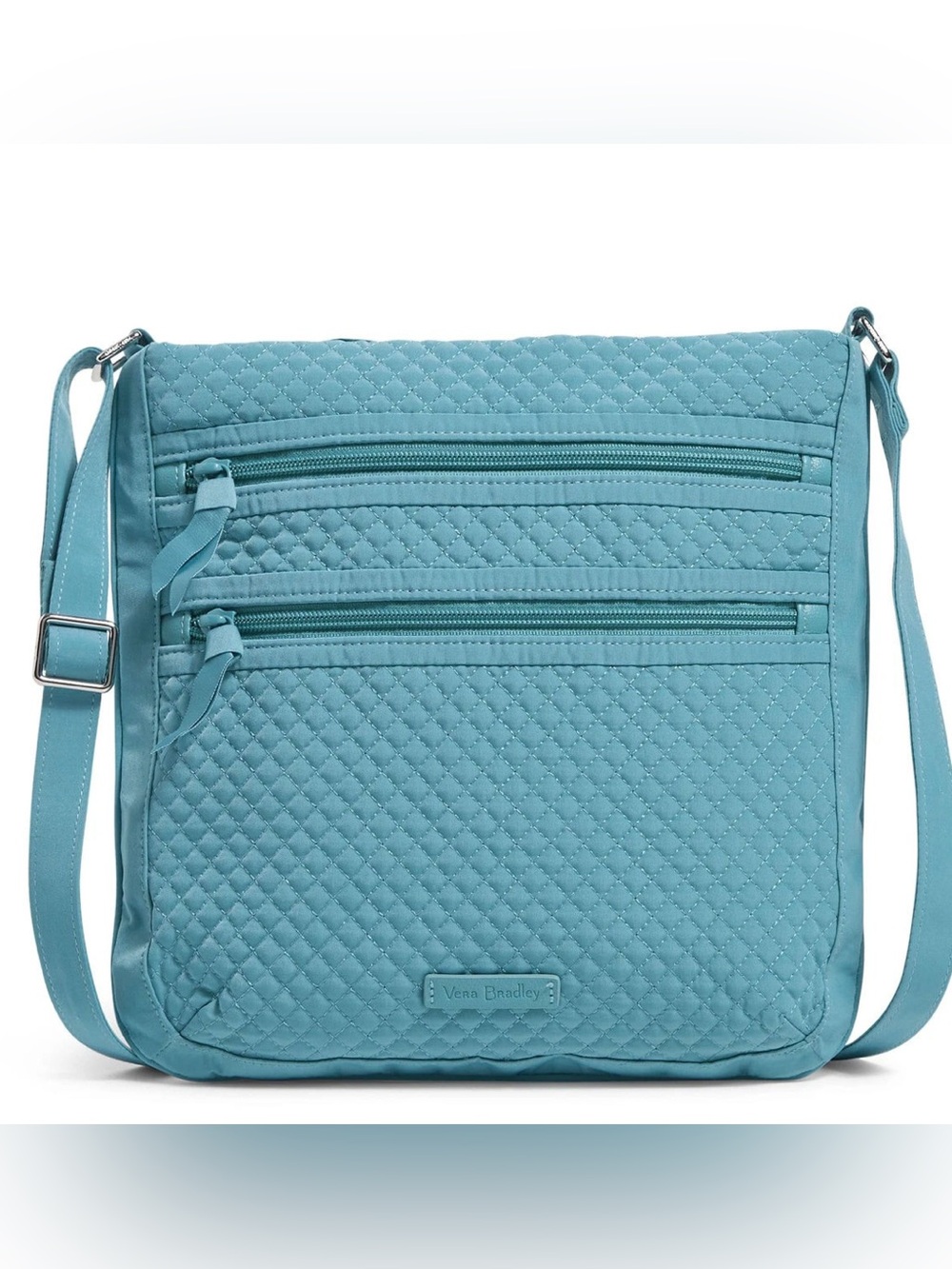 Vera Bradley Quilted Microfiber Triple Zip Hipster Crossbody Purse Seashore Blue